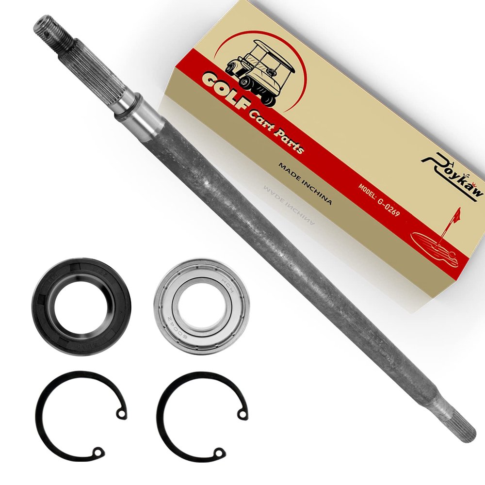 Roykaw EZGO TXT Rear Axle Shaft with Bearing Seal Kit for 1994-up Electric TXT, Medalist Golf Cart Models, Replaces OEM # 20377-G11, Driver Side, 23-7/8" Length