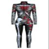 Honeystore Women's Skeleton Bodysuit Halloween Costume Bodycon Catsuit Jumpsuit with Front Zipper BKAL-008 S view 1