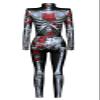 Honeystore Women's Skeleton Bodysuit Halloween Costume Bodycon Catsuit Jumpsuit with Front Zipper BKAL-008 S view 2