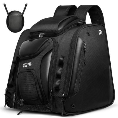 OutdoorMaster Boot Bag - Upgraded Ski Boots and Snowboard Boots Bag, Excellent for Travel with Waterproof Exterior & Bottom - for Men, Women and Youth, 55L - Black