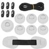 X AUTOHAUX 7pcs D-Ring PVC Patch Kayak Round Shape D Ring 11.5ft Elastic Shock Rope with 6 Hooks Kayak Paddle Accessories for Inflatable Boat Canoe Deck Paddleboard Gray view 1