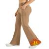 G4Free Flare Leggings for Woman Fleece High Waisted Work Pants Business Casual Trousers with Pockets Office Wear(Brown,XL,31") view 1