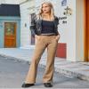 G4Free Flare Leggings for Woman Fleece High Waisted Work Pants Business Casual Trousers with Pockets Office Wear(Brown,XL,31") view 3