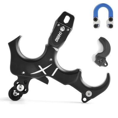 Wolfman Compound Bow Aid Releaser and D Loop Rope, 3&4 Finger Grip 360 Adjustable Aluminum Alloy Archery Release Aids for Hunting Outdoor Accessories