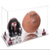 Better Display Cases Acrylic Display Case for Full Size Football and Mini Helmet - Large Rectangle Box with Clear Case, Purple Risers and Mirror Base 19.25" x 8.25" x 8" (B47/A103) view 1