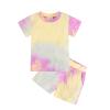 Kids Toddler Boy Girls Clothes Sports Casual Tie Dye Prints Short Sleeves T Shirt Sweat Suit for (Yellow, 2-3 Years) view 2