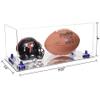 Better Display Cases Acrylic Display Case for Full Size Football and Mini Helmet - Large Rectangle Box with Clear Case, Navy Blue Risers and Mirror Base 19.25" x 8.25" x 8" (B47/A103) view 2
