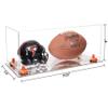 Better Display Cases Acrylic Display Case for Full Size Football and Mini Helmet - Large Rectangle Box with Clear Case, Orange Risers and Mirror Base 19.25" x 8.25" x 8" (B47/A103) view 2