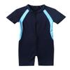 Yartina Unisex Boys Girls Rash Shirt One Piece Color Block Tankini Short Sleeve Boyshort Swimwear Navy Blue 12 Years view 2