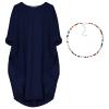 aromm Women Crew Neck T Shirt Dress Loose Casual Plus Size Midi Dress with Pockets Navy Blue,M view 1