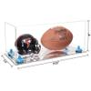 Better Display Cases Acrylic Display Case for Full Size Football and Mini Helmet - Large Rectangle Box with Clear Case, Light Blue Risers and Mirror Base 19.25" x 8.25" x 8" (B47/A103) view 2