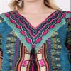 Tengru Women's Teal African Print Kaftan Maxi Dress, V-Neck Beach Cover Up, Lightweight Boho Caftan Lounge Dress, Loose Resort Wear, Oversized Vacation Swim Cover-Up, Casual Summer House Dress view 4