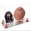 Better Display Cases Acrylic Display Case for Full Size Football and Mini Helmet - Large Rectangle Box with Clear Case, Red Risers and Mirror Base 19.25" x 8.25" x 8" (B47/A103) view 1