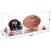 Better Display Cases Acrylic Display Case for Full Size Football and Mini Helmet - Large Rectangle Box with Clear Case, Red Risers and Mirror Base 19.25" x 8.25" x 8" (B47/A103) view 2