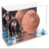 Better Display Cases Acrylic Display Case for Full Size Football and Mini Helmet - Large Rectangle Box with Mirror Case, Light Blue Risers and Mirror Base 19.25" x 8.25" x 8" (B47/A103) view 1