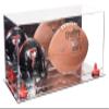Better Display Cases Acrylic Display Case for Full Size Football and Mini Helmet - Large Rectangle Box with Mirror Case, Red Risers and Mirror Base 19.25" x 8.25" x 8" (B47/A103) view 1