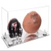 Better Display Cases Acrylic Display Case for Full Size Football and Mini Helmet - Large Rectangle Box with Clear Case, White Risers and Mirror Base 19.25" x 8.25" x 8" (B47/A103) view 1