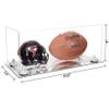 Better Display Cases Acrylic Display Case for Full Size Football and Mini Helmet - Large Rectangle Box with Clear Case, White Risers and Mirror Base 19.25" x 8.25" x 8" (B47/A103) view 2