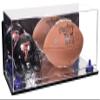 Better Display Cases Acrylic Display Case for Full Size Football and Mini Helmet - Large Rectangle Box with Mirror Case, Navy Blue Risers, Wall Mount and Mirror Base 19.25" x 8.25" x 8" (B47/A103) view 1