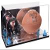 Better Display Cases Acrylic Display Case for Full Size Football and Mini Helmet - Large Rectangle Box with Mirror Case, Light Blue Risers, Wall Mount and Mirror Base 19.25" x 8.25" x 8" (B47/A103) view 1