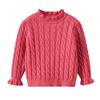 Kids Girl Cable Knit Ruffle Pullover Turtleneck Sweater Long Sleeve Knit Clothes Chunky Jumper Tops Beige view 2