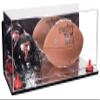 Better Display Cases Acrylic Display Case for Full Size Football and Mini Helmet - Large Rectangle Box with Mirror Case, Red Risers, Wall Mount and Mirror Base 19.25" x 8.25" x 8" (B47/A103) view 1