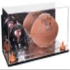 Better Display Cases Acrylic Display Case for Full Size Football and Mini Helmet - Large Rectangle Box with Mirror Case, Orange Risers, Wall Mount and Mirror Base 19.25" x 8.25" x 8" (B47/A103) view 1