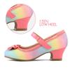 K KomForme Girl's Dress Shoes Mary Jane Glitter 1.5 in Low Heel Wedding Party Princess Shoes for Toddler/Little/Big Kids Rainbow view 4