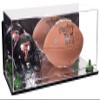 Better Display Cases Acrylic Display Case for Full Size Football and Mini Helmet - Large Rectangle Box with Mirror Case, Green Risers, Wall Mount and Mirror Base 19.25" x 8.25" x 8" (B47/A103) view 1