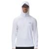 BASSDASH Mens UPF 50+ 1/4 Zip Fishing Hoodie Shirt Quick Dry Performance Long Sleeve Sun Protection FS24M White view 2