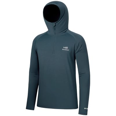BASSDASH Mens UPF 50+ 1/4 Zip Fishing Hoodie Shirt Quick Dry Performance Long Sleeve Sun Protection FS24M Slate Blue