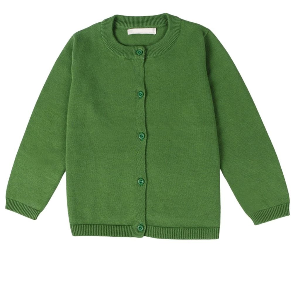 EISHOW Kids Baby Girls School Sweater Cardigan Long Sleeve Button Crewneck Cotton Knit Boys Casual Cardigans Uniform Sweater (Green,5 Years)