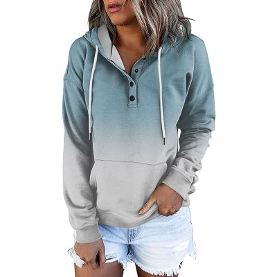 Womens Color Block Hoodie Sweatshirts Drawstring Pullover Tops Tie Dye Cozy Lightweight Loose Pullover Jumpter Tops Blue