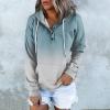 Womens Color Block Hoodie Sweatshirts Drawstring Pullover Tops Tie Dye Cozy Lightweight Loose Pullover Jumpter Tops Blue view 2