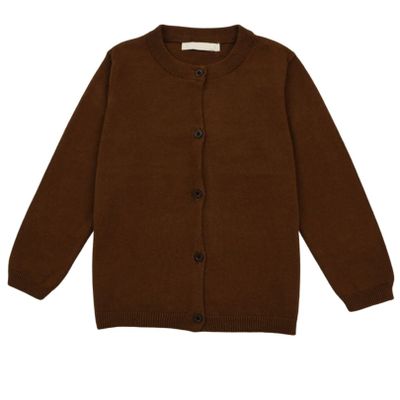 EISHOW Kids Baby Girls School Sweater Cardigan Long Sleeve Button Crewneck Cotton Knit Boys Casual Cardigans Uniform Sweater (Coffee,3T)