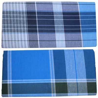 Men's Mixed Cotton Lungi (Multicolour, 2 Mtrs) -Set of 2 By Indian Collectible