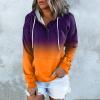 Womens Color Block Hoodie Sweatshirts Drawstring Pullover Tops Tie Dye Cozy Lightweight Loose Pullover Jumpter Tops Purple view 2