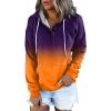 Womens Color Block Hoodie Sweatshirts Drawstring Pullover Tops Tie Dye Cozy Lightweight Loose Pullover Jumpter Tops Purple view 1