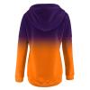Womens Color Block Hoodie Sweatshirts Drawstring Pullover Tops Tie Dye Cozy Lightweight Loose Pullover Jumpter Tops Purple view 4