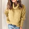 Turtleneck Sweaters for Women Loose Oversized Chunky Knitted Fashion Personality Slouchy Mock Neck Tops Yellow view 2