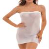 Fldy Womens Strapless Cover Up Slip Tube Dress Semi Sheer Stretchy Mini Bodycon Dress White A Large view 1