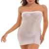 Fldy Womens Strapless Cover Up Slip Tube Dress Semi Sheer Stretchy Mini Bodycon Dress White A Large view 3
