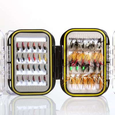 ANGLER DREAM Fly Fishing Flies with waterproof Fly Box Kit for Bass Trout Salmon 32Pcs/48Pcs/88Pcs/100Pcs Premium Hand-Tied Dry Flies, Nymphs, scud Streamers lures Starter Kit with hooks