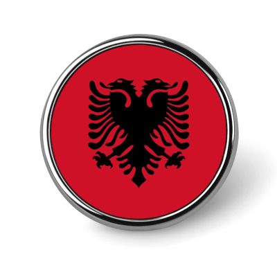 Albanian FlagRound Brooch Lapel Pin Decoration Pins Badge for Men Women