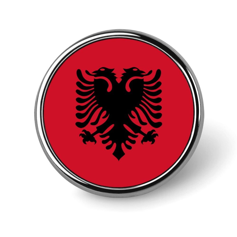 Albanian FlagRound Brooch Lapel Pin Decoration Pins Badge for Men Women