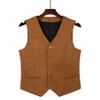 Tuikayoo Men's Suede Leather Suit Vest Vintage Western Cowboy Waistcoat Regular Fit(XXL, Yellow) view 4