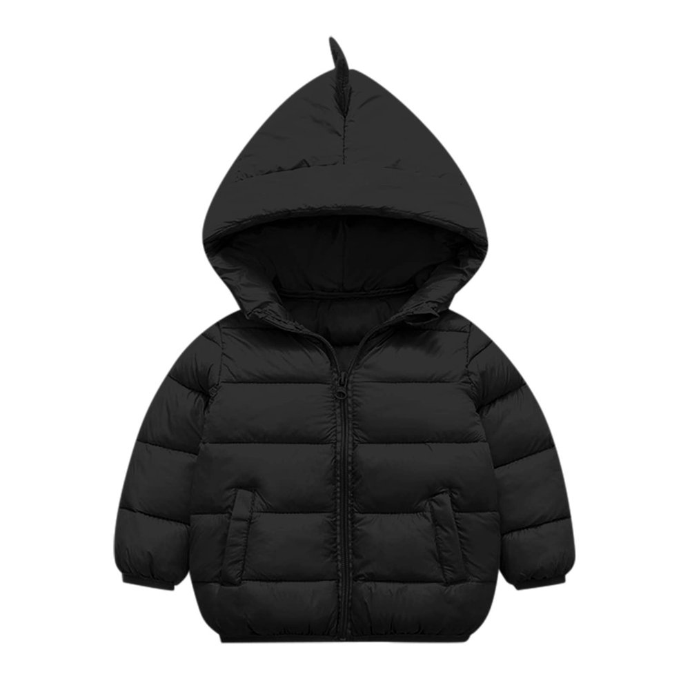 Winter Coats for Toddler Baby Boys Girls Padded Light Warm Jacket Outerwear Infant Winter Down (Black, 12-18 Months)