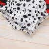 AWIBMK Baby Girls 1st Birthday Outfit Farm Cow Print Romper Ruffle Backless Summer Princess Party Tutu Dress Bowknots Headband Cake Smash Clothes for Photo Shoot 2Pcs Sets White + Red 0-6 Months view 2