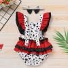 AWIBMK Baby Girls 1st Birthday Outfit Farm Cow Print Romper Ruffle Backless Summer Princess Party Tutu Dress Bowknots Headband Cake Smash Clothes for Photo Shoot 2Pcs Sets White + Red 0-6 Months view 4