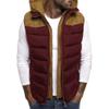 WENKOMG1 Quilted Vest For Men,Warm Puffer Vest Solid Comfy Sleeveless Outerwear Cozy Hooded Zip Up Waistcoat,Lightweight Packable Patchwork Zipper Closure Winter Jacket For Men(Red,Large) view 1